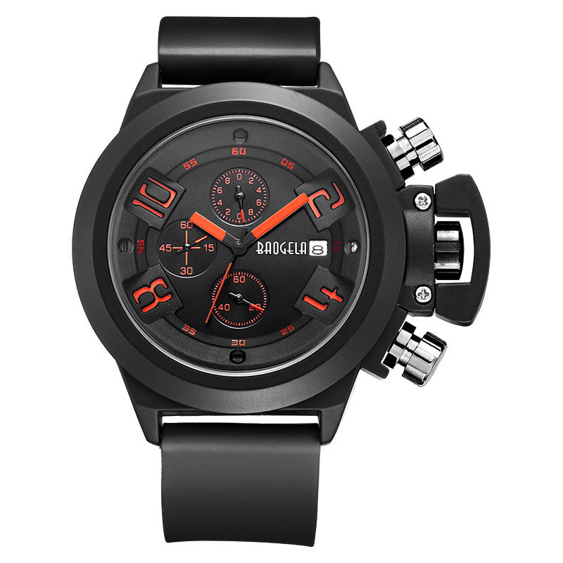 Baogela Chronograph Uhr Top -Marke Luxus leuchtend Silikon Quarz Handgelenk Uhr Uhr Militär Sportgelenkwache für Mann 1606 Grün