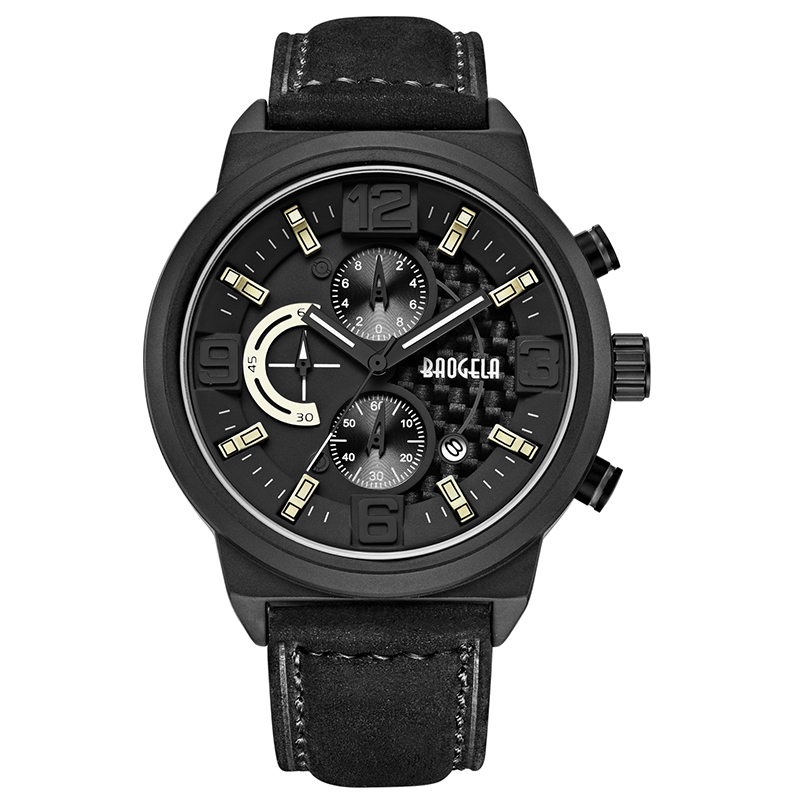 Baogela Men 's Black Sports Quartz Watch Freizeit Mode Analog Timing Watch Display Men' s Watch 1709 Schwarz Blau
