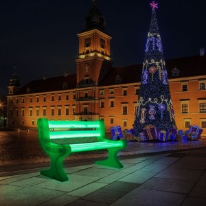 Günstige LED -Beleuchtung im Freien zum Verkauf, RGB Farbwechsel Kunststoffwetter -LED -Lounge -Bank für Garten, Park, Terrasse