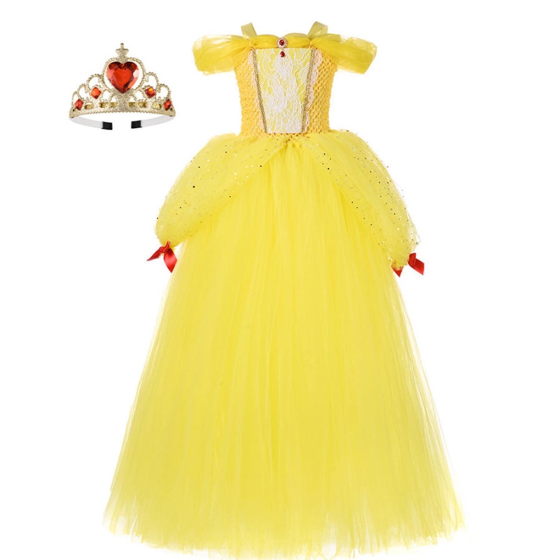 Mädchen Belle Prinzessin Kleid Kinder Schönheit und das Biest Kostüm Mädchen Baby Weihnachten Prinzessin Geburtstagsfeier Kostüm Kleid