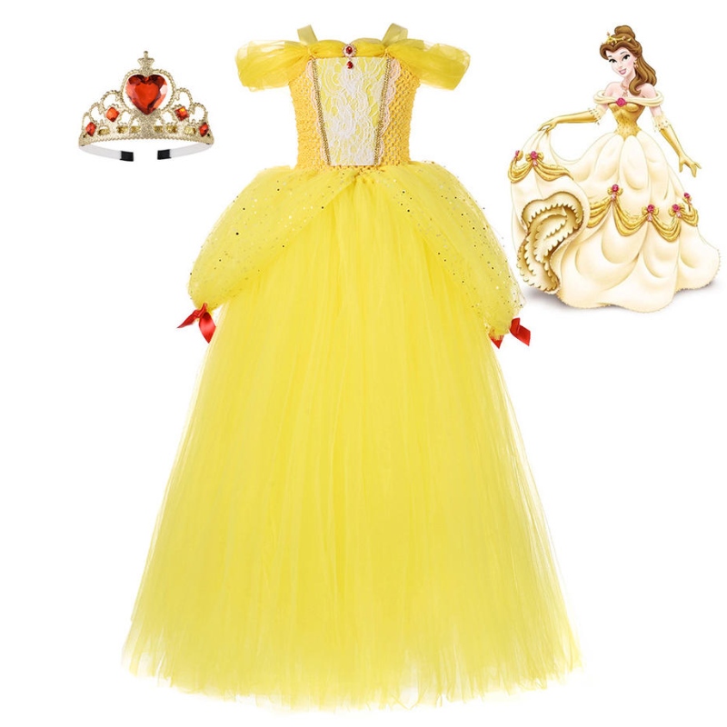 Mädchen Belle Prinzessin Kleid Kinder Schönheit und das Biest Kostüm Mädchen Baby Weihnachten Prinzessin Geburtstagsfeier Kostüm Kleid