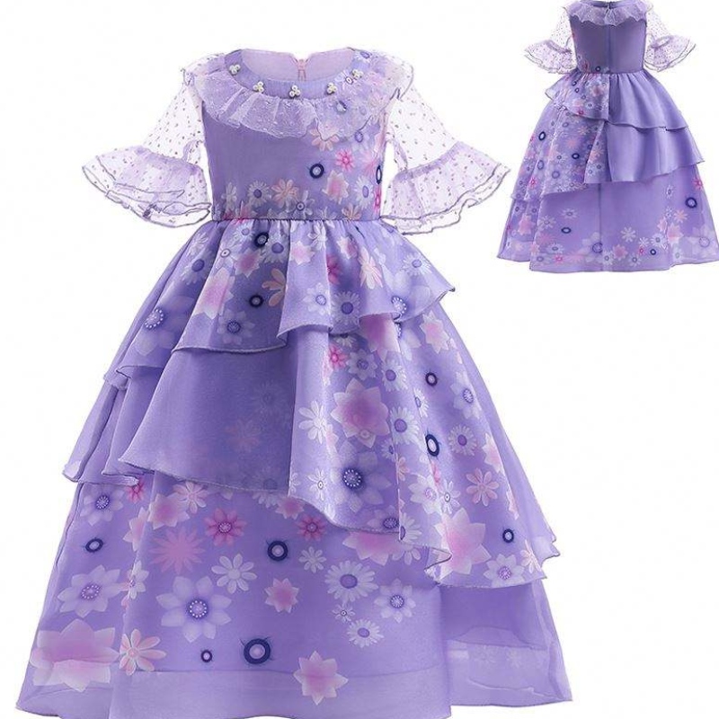 Baige Cosplay Isabella Purple Anime Encanto Kleid Karnevalsparty Prinzessin Kostüm für Mädchen