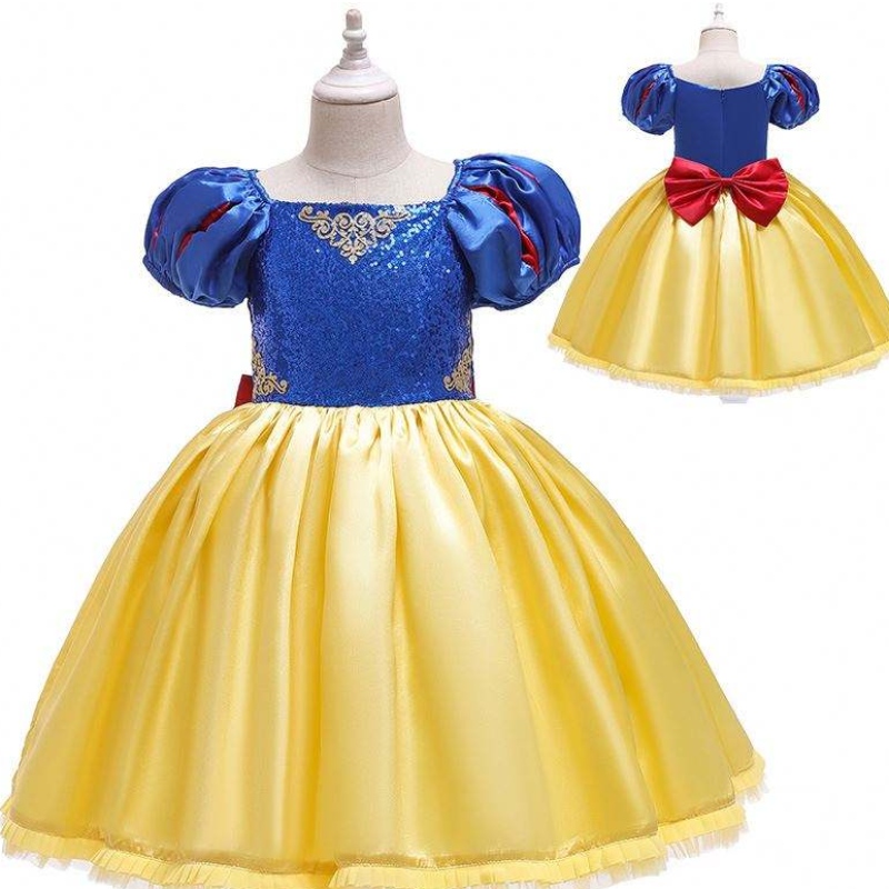 Baige Neuankömmlinge kurze Ärmeln Schneewittchen Kleid Mädchen Weihnachten Halloween Partykleid D0677