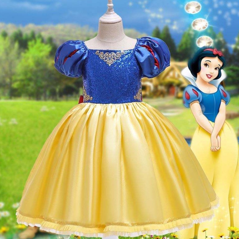 Baige Neuankömmlinge kurze Ärmeln Schneewittchen Kleid Mädchen Weihnachten Halloween Partykleid D0677