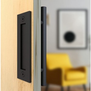 BH001 Schwarzer runder Scheunentür Ziehgriff Schiebetürgriff, Scheunenholz -Türgriff