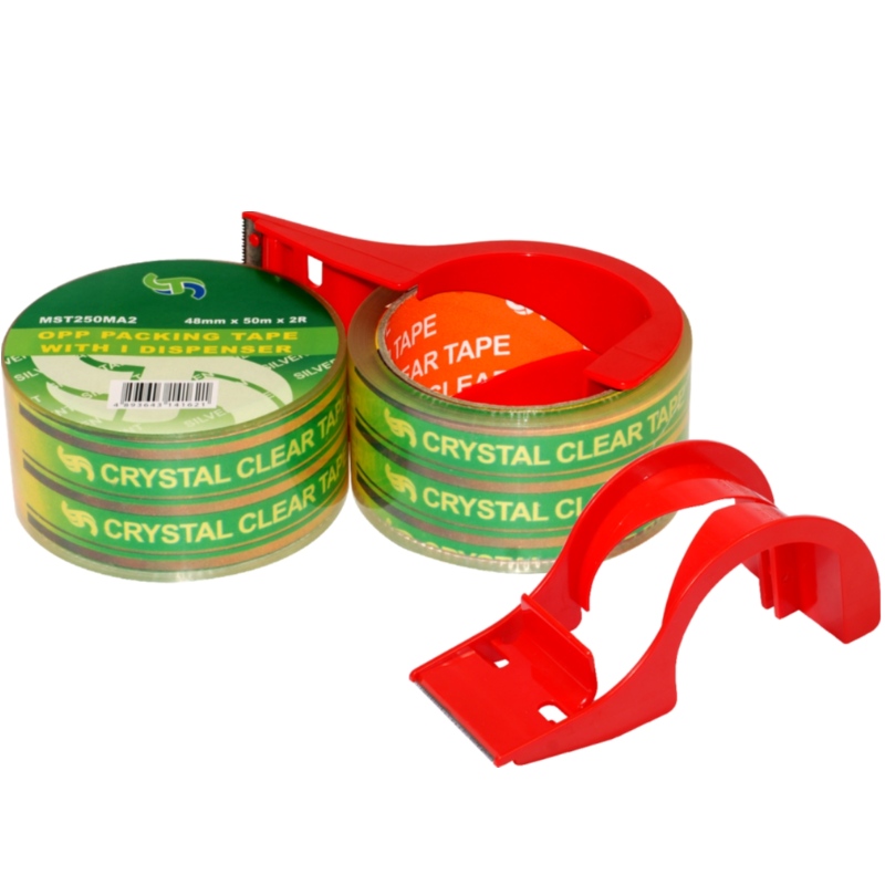 Super/Crystal Clear Adhäsive Packband mit Spender