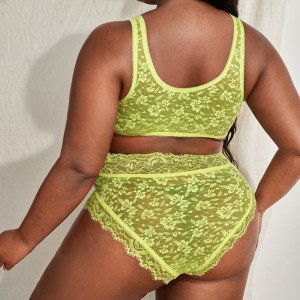 Schnüren vorne Spitzen Dessous Set Spitzenverkleidung Slip