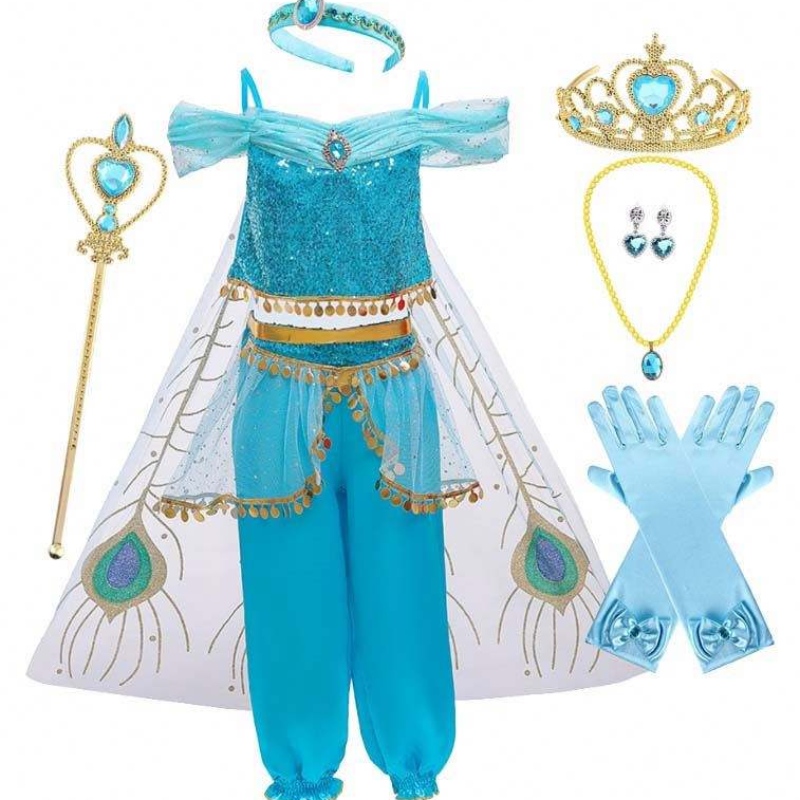 Anime Aladdin und die magische Lampe Aladdin Cosplay Kostüm Prinzessin Jasmin Bauchtänzer Kostüm für Mädchen HCAL-001
