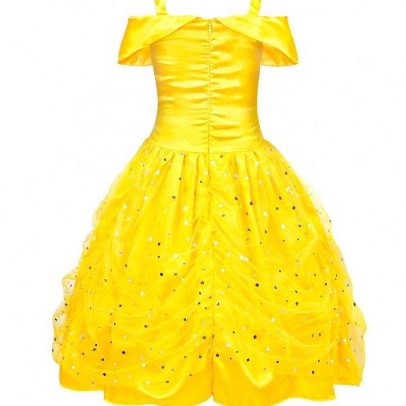 Halloween Kinder Kleidung von schulter gelber Prinzessin Belle Kostüm Little Girls Halloween Kleid HCBL-001