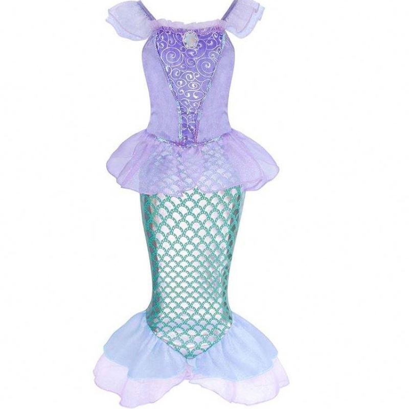 2021 Kinderkleidung Sommer kleine Mädchen Meerjungfrau Kostüm Prinzessin Kleider 3-10 Jahre alte Kinder Meerjungfrau gedrucktes Kleid DGHC-028
