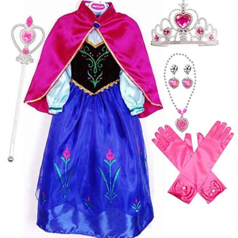 2022 Bestverkaufsartikel Anna Snow Queen Print Geburtstag Prinzessin Kleider Prinzessin Kleider Elsa Cosplay HCGD-004