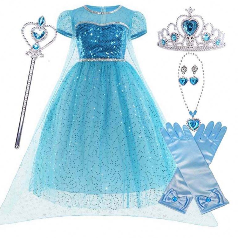 Little Princess alle in einem Set Crown Wandhandschuhe Halloween Elsa Cosplay-Kostüm mit Zubehör HCGD-026