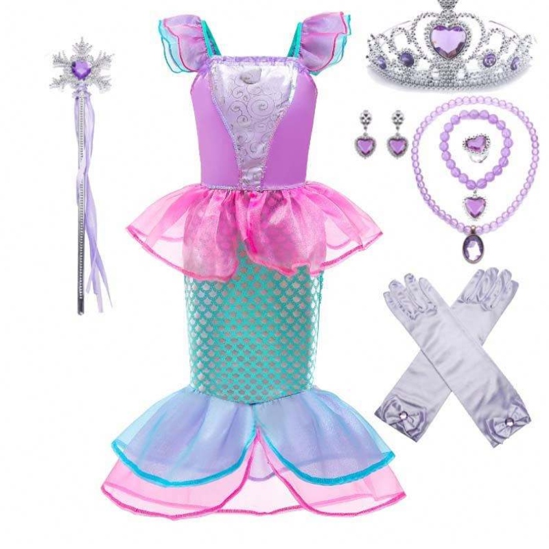 Amazon Top-Verkäufer Kinder Karnevalsparty Little Girl Mermaid Kostüm für Kinder mit Accessoires DGHC-028