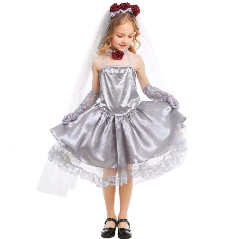 Halloween Cosplay-Kostüm Fancy Grey Girl Ghost Braut Kostüm Kleid HCVM-009