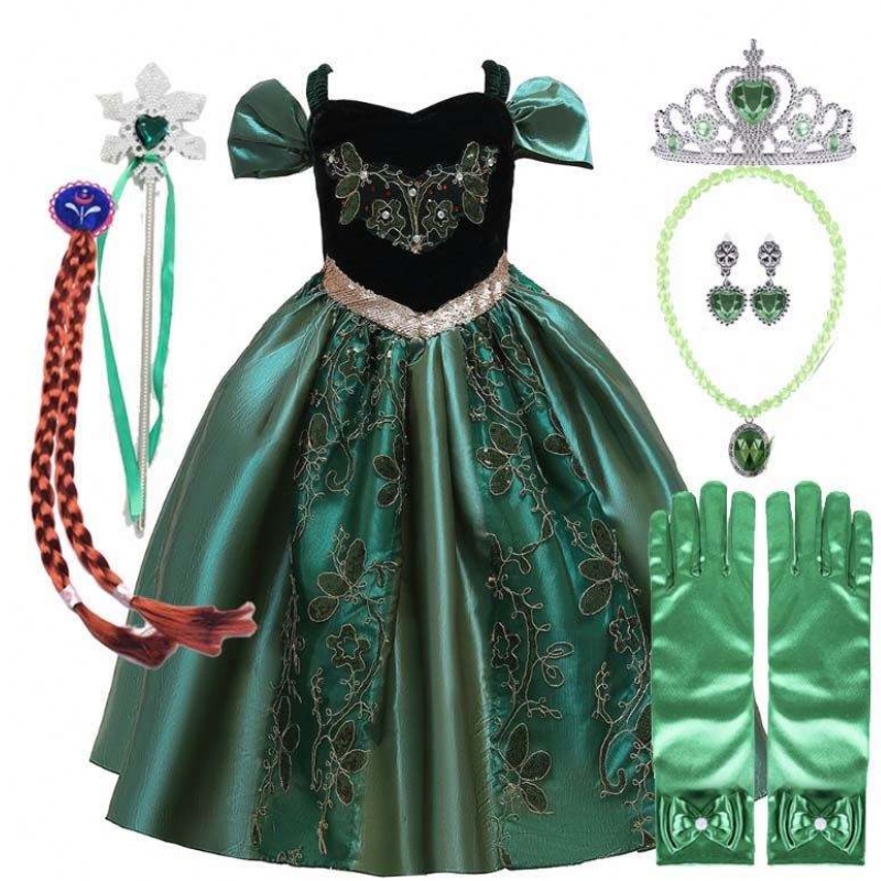 022 Bestverkaufskleid Baby Kinder kleine Mädchen Halloween Prinzessin Anna Elsa Kleid Kostüm mit Cape HCGD-032