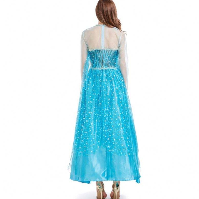 Novedades 2022 Halloween Cosplay Fancy Party Dress Up Blue Long ELSA Kostüm Erwachsene HCGD-054