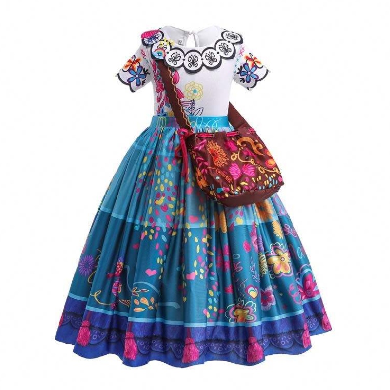 2022 Kinder Encanto Madrigal Prinzessin Röcke Outfits Blue Mirabel Kleid von Encanto mit Tasche 100-160 cm HCIS-001