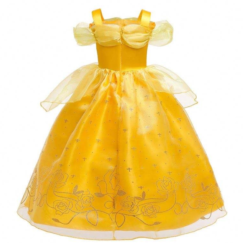 Halloween Weihnachten Outfits Little Girl Gelb geschichtete Klassiker Kinder Belle Prinzessin Kleider mit Accessoires HCBL-005