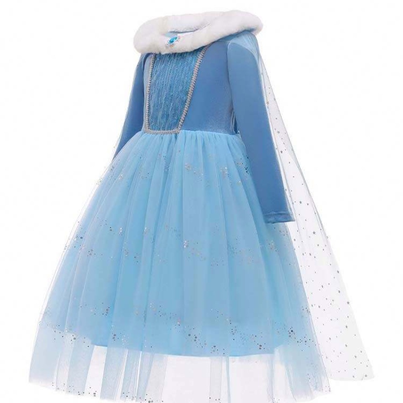 Halloween Cosplay Winter warmes Kostüm Elsa Kleider Cosplay Kostüm mit Cape HCGD-045