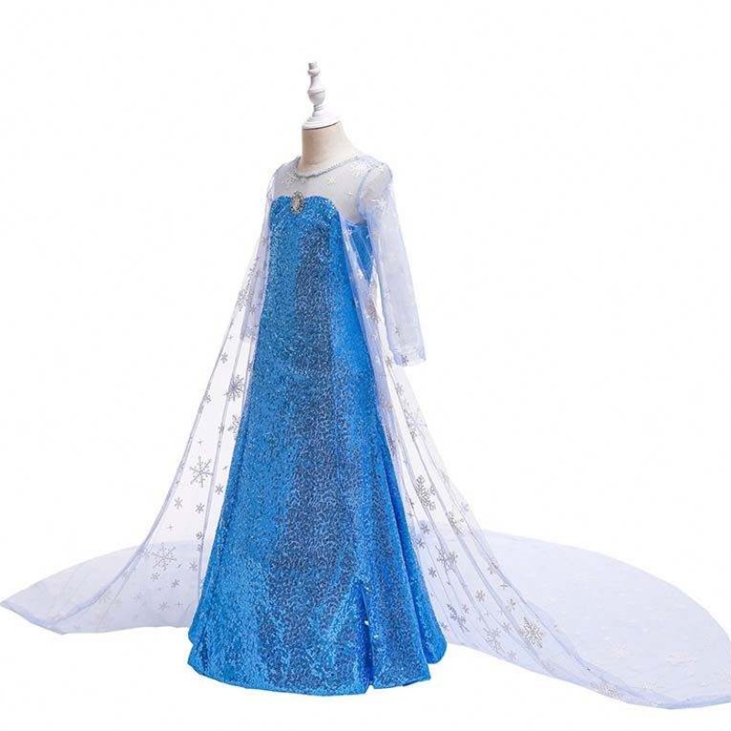 Kinder Kostüm Little Girl Blue Dress Snow Queen Cape Prinzessin Elsa Kleid HCGD-047