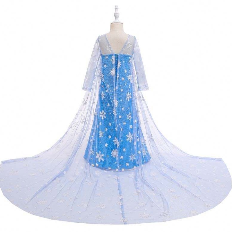 Kinder Kostüm Little Girl Blue Dress Snow Queen Cape Prinzessin Elsa Kleid HCGD-047