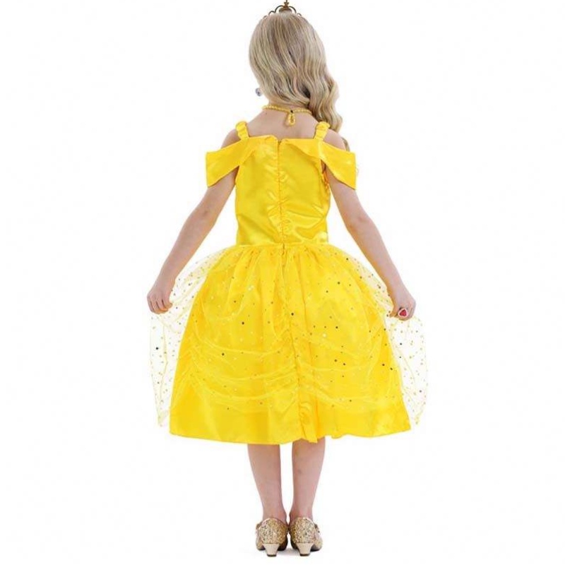 Fancy Halloween Weihnachten Geburtstagsfeier Karneval gelber Ballkleid Prinzessin Dress Up Yorne Girl Belle Kleider HCBL-007