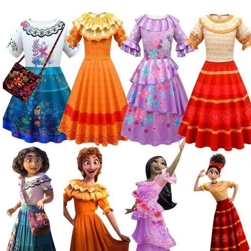 Baige Encanto Mirabel Girl Prinzessin Kostüm Isabella Cosplay Kleid MFMW003
