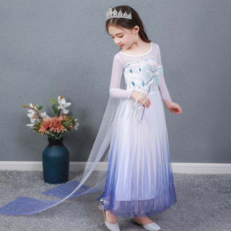 Baige Kids Girl Fancy Cosplay Long Cape Cosplay Party Prinzessin Elsa Kleid Kostüm