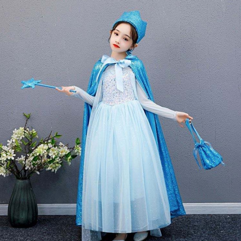 Baige Girl Paillierte Cape Snow Queen Elsa Anna Kostüm Halloween Weihnachtsfeier für Mädchen BX211