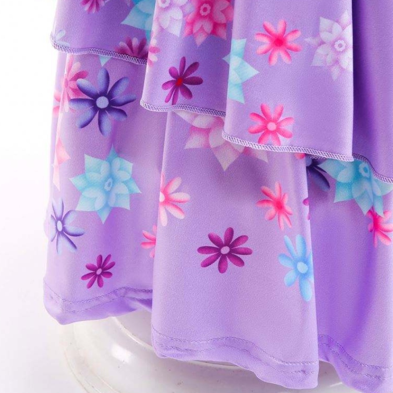 2022 Neue Fashion Kids Encanto Kostüm Isabella Cosplay Blume gedrucktes Tageskleid für Mädchen mit Tasche