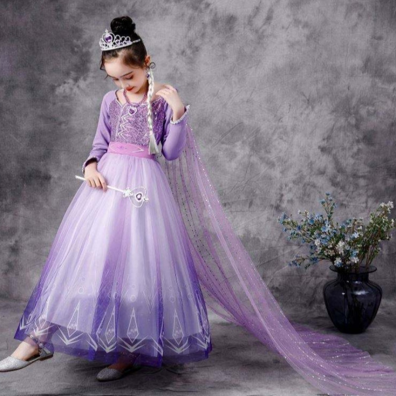 Baige New Elsa Kostüm 2 Mädchen Prinzessin Kleider Schnee Königin Geburtstag Fancy Party Cosplay Langarm Outfit