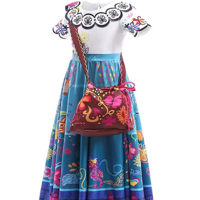 Ncanto Mirabel Kostümkleid für Mädchen Cosplay Isabela Madrigal Prinzessin Halloween Kleid mit Brille