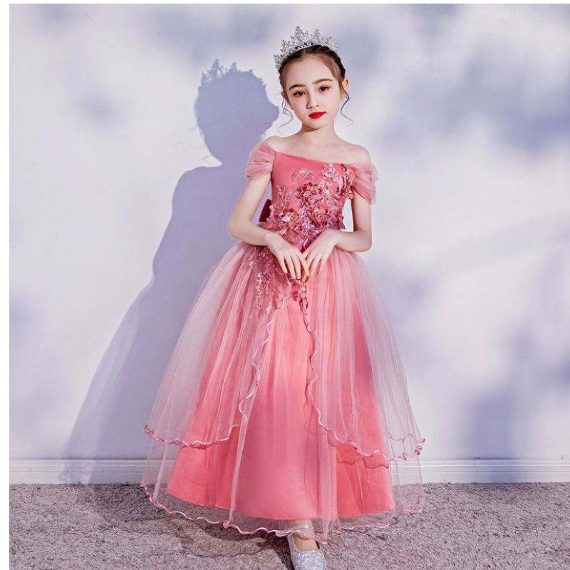 Hochwertige Baby-Kleidungsdesigns Boutique Girls gewachsenes Kleid Western Style for Kids Evening Party Girl Kleid LP-213