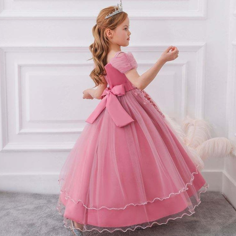 Hochwertige Baby-Kleidungsdesigns Boutique Girls gewachsenes Kleid Western Style for Kids Evening Party Girl Kleid LP-213