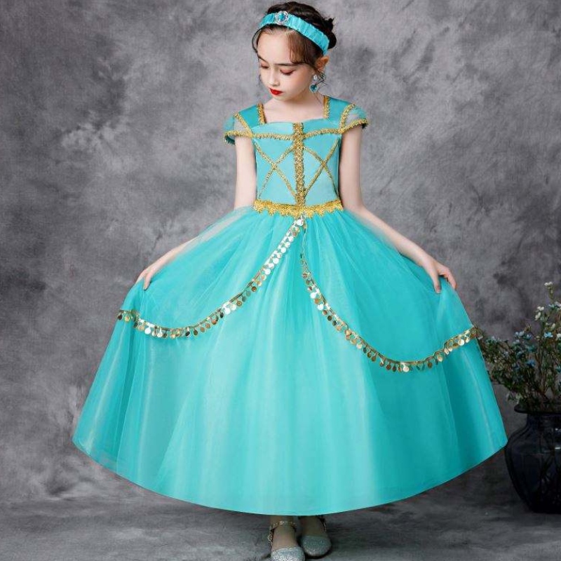 Heißverkaufs Mädchen Prinzessin Kostüm Jasmine Cosplay Sommer Trending Party tragen Mädchenkleider