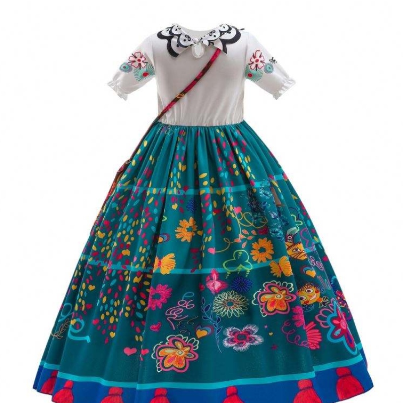 Neue Fashion Kids Encanto Film Kostüm Halloween Mirabel Cosplay Langes Kleid Barbie Fashionistas Kleidung