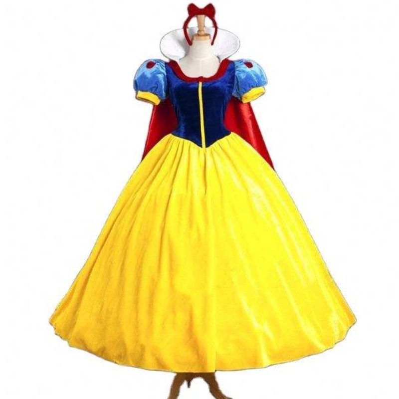 Großhandel Frauen Erwachsene Halloween Cartoon Prinzessin Schneewittchen Kostüm zum Verkauf weiße Schnee Prinzessin mit Trubel