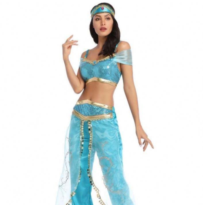 Großhandel sexy Jasmine Aladdin Hosen Frauen Kostüm Prinzessin Kostüm Erwachsener Araber Bauchtänzer Kostüm Prinzessin Jasmine Cosplay