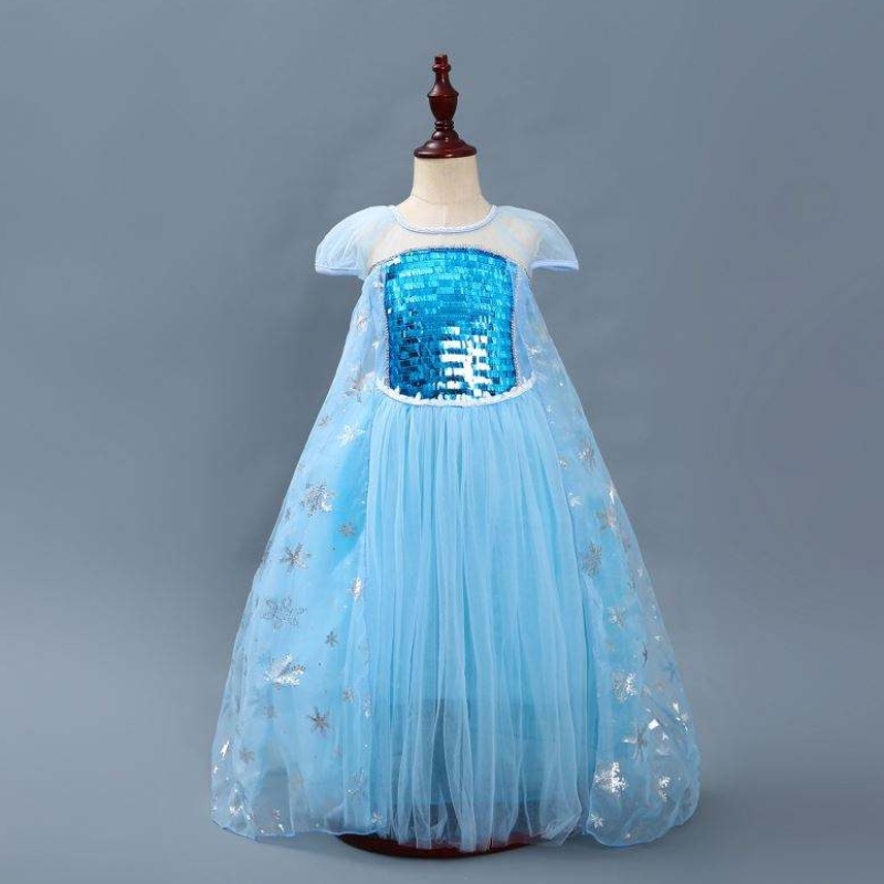 Mädchen Elsa Prinzessin Elsa Anna Fashion Kids Kostüm Cosplay Kostüm Halloween Kinder Kleid mit Cape Kleid 3-10 Jahre