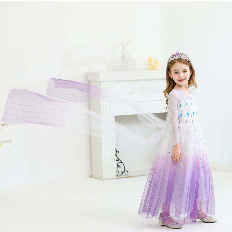 New Girl Prinzessin Elsa Kleid Kinder Sommerkleid für Mädchen lila Elsa Kleid für Kinder 2-10 Jahre