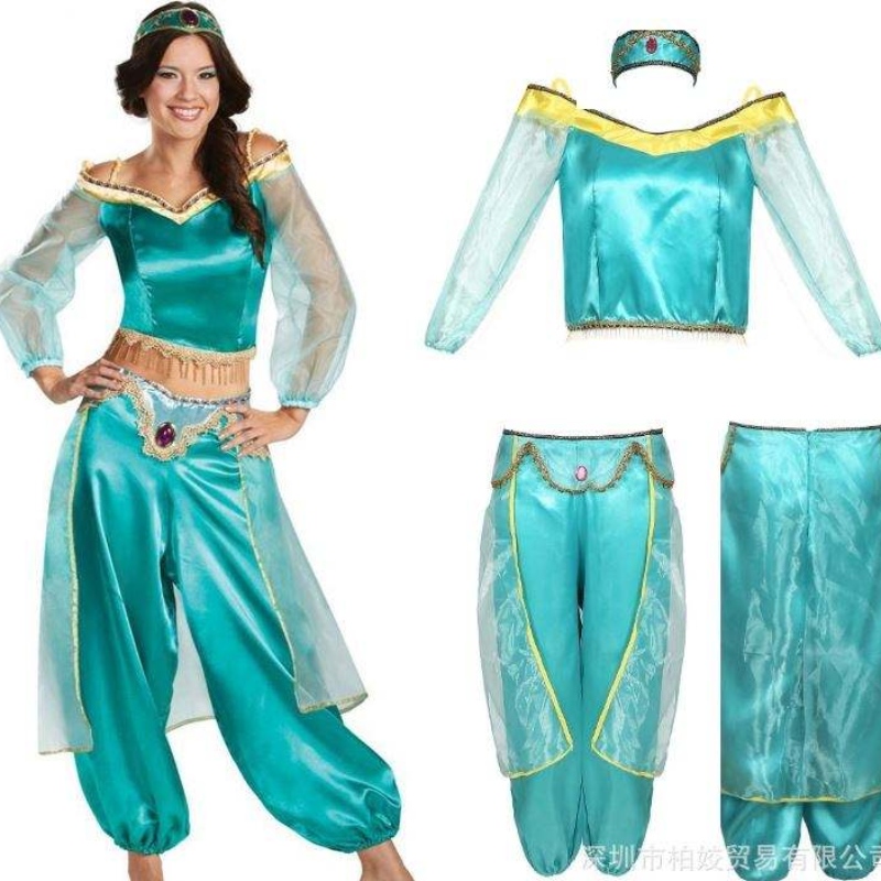 Jasmine Prinzessin Kleid für Erwachsene Cosplay Halloween Kostüm Cosplay Bühne Kee