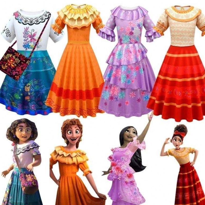 Halloween Prinzessin Kleid Encanto Mirabel Luisa Cosplay Kostüm Girl Party Kleid mit Tasche