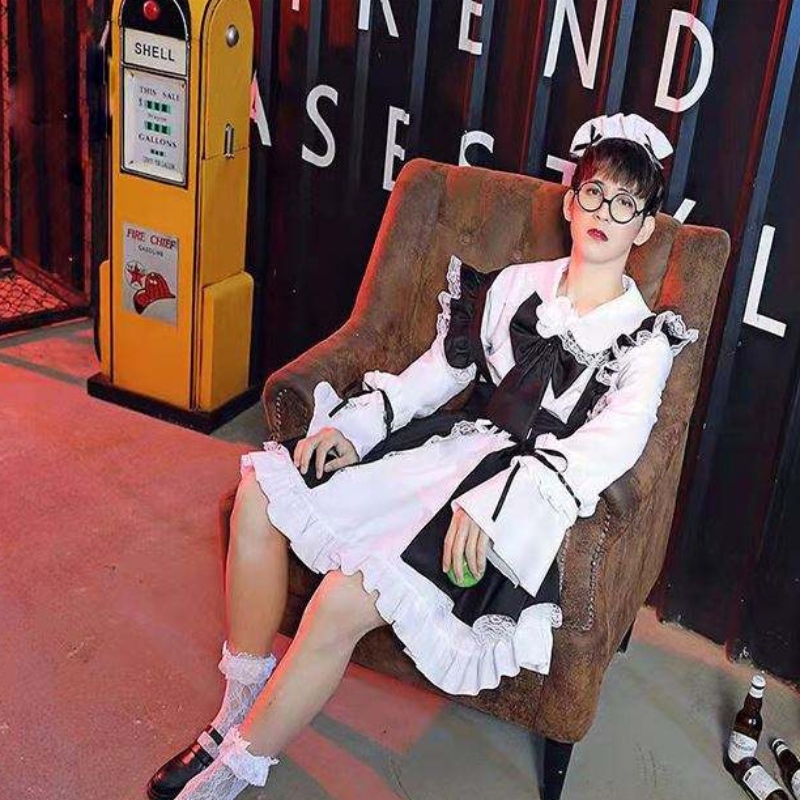 Women Maid Outfit Anime Kleid Schwarz -Weiß -Schürze Kleid Lolita Kleider Männer Café Kostüm Cosplay Kostüm
