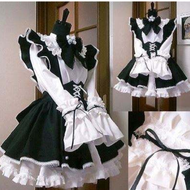 Women Maid Outfit Anime Kleid Schwarz -Weiß -Schürze Kleid Lolita Kleider Männer Café Kostüm Cosplay Kostüm