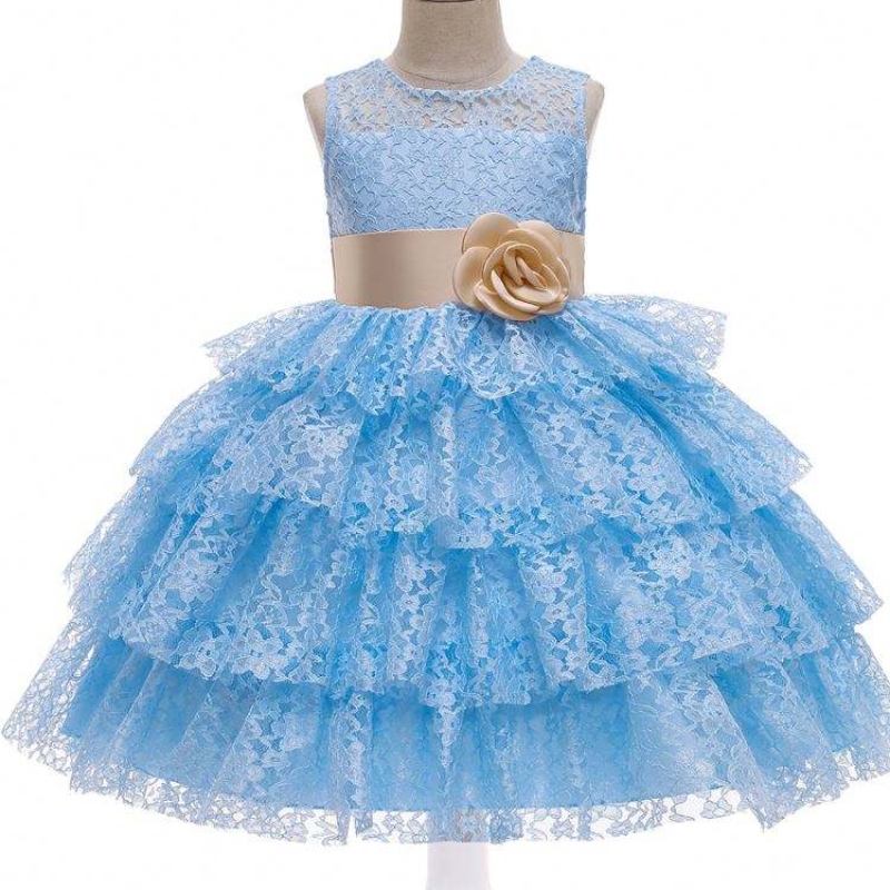 Baige Sommer Mode Tulled Kleid Blume Mädchen Hochzeitskleid 12 Jahre alte Mädchen Kinder rosa Abendkleider für Party