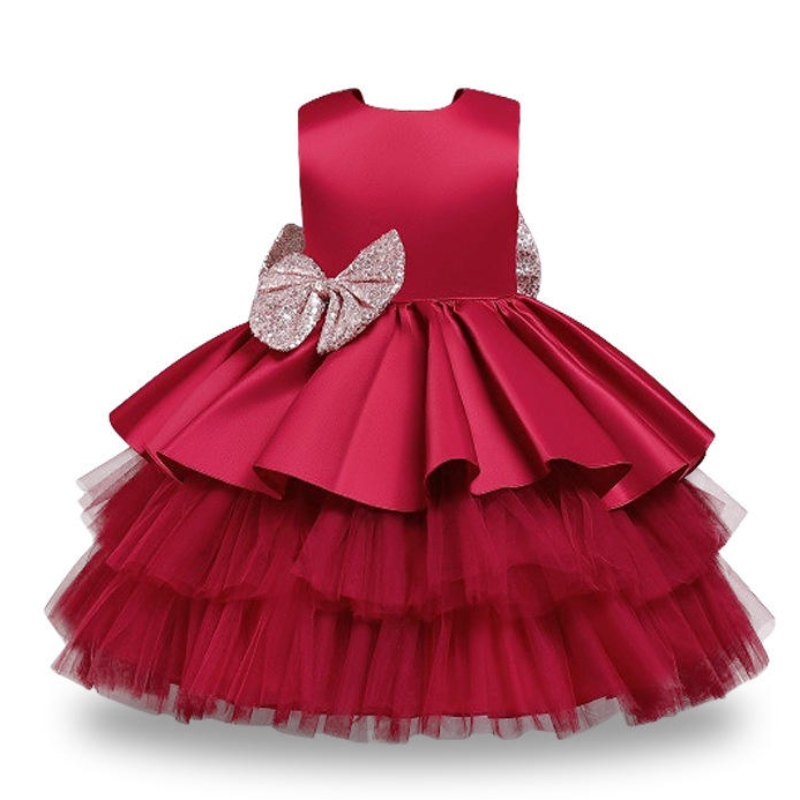 Sommerpinne Big Bow Baby Girl Kleid 1st Birthday Party Hochzeitskleid für Mädchen Prinzessin Abendkleider Kindertuch
