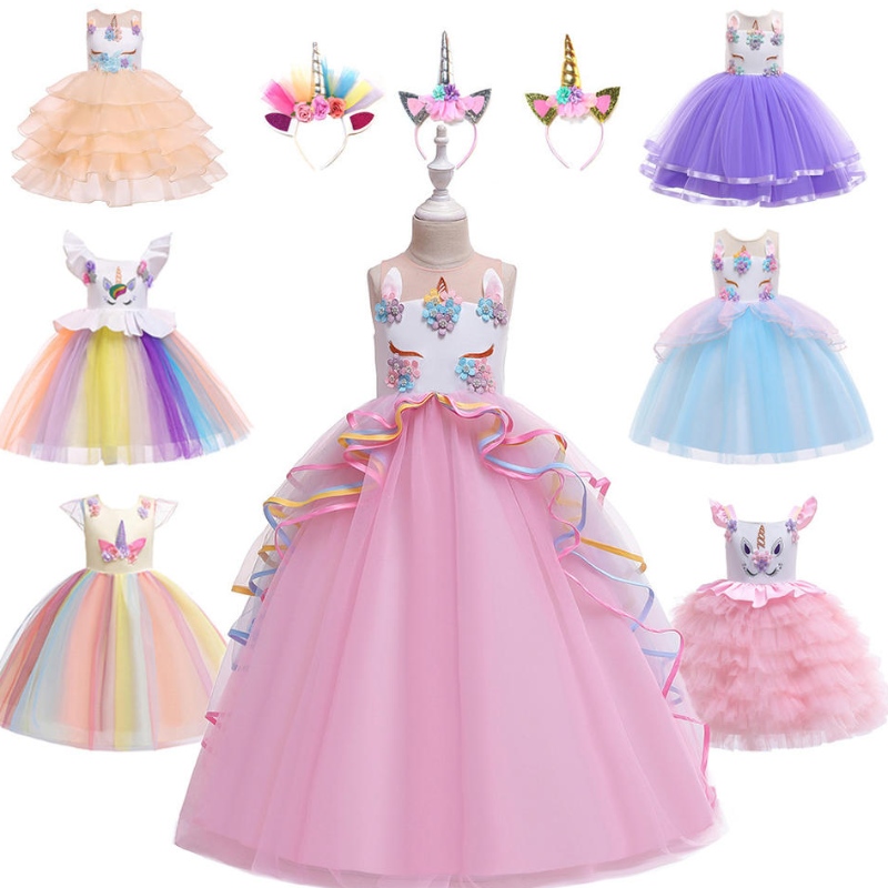 Hot Sale schöne Prinzessin Kinder Kleidung tragen Geburtstagsfeier Einhorn -Pailletten Tutu Girl Kleid für kleine Mädchen