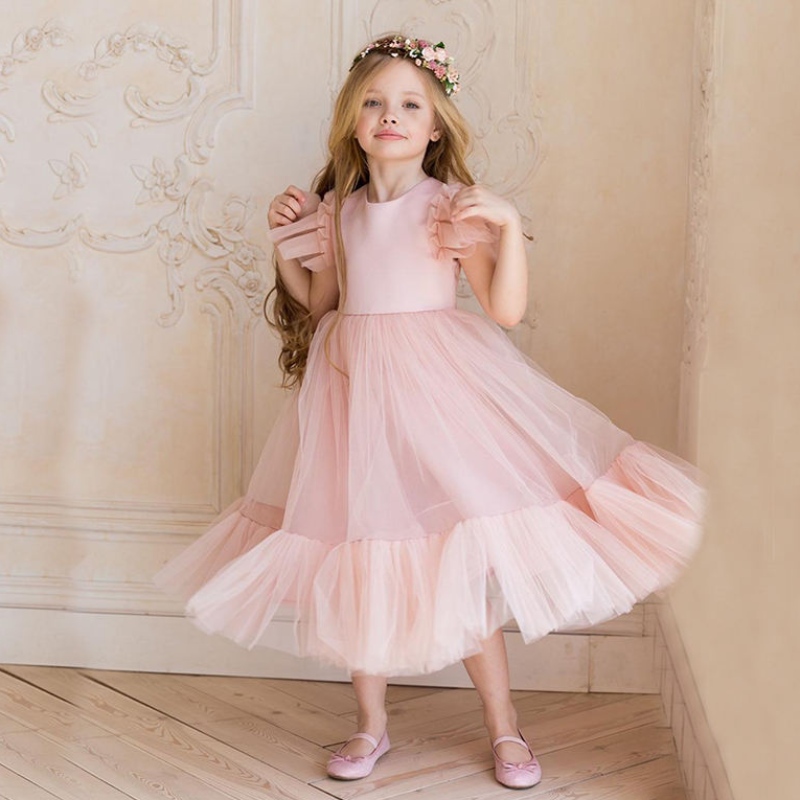 Blumenmädchenkleid Kinder Brautjungfern Brautkleider für Kinder rosa Tüllkleider Mädchen Boutique Party tragen elegante Kleider