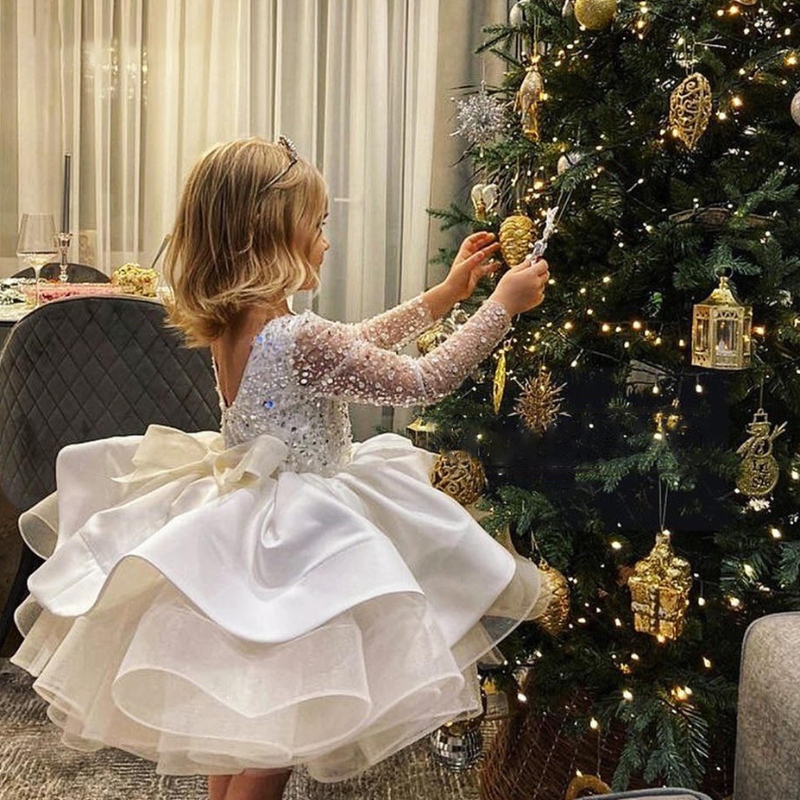 Pailletten Ballkleider Prinzessin Party Blumen Mädchen Hochzeits Geburtstagskleid