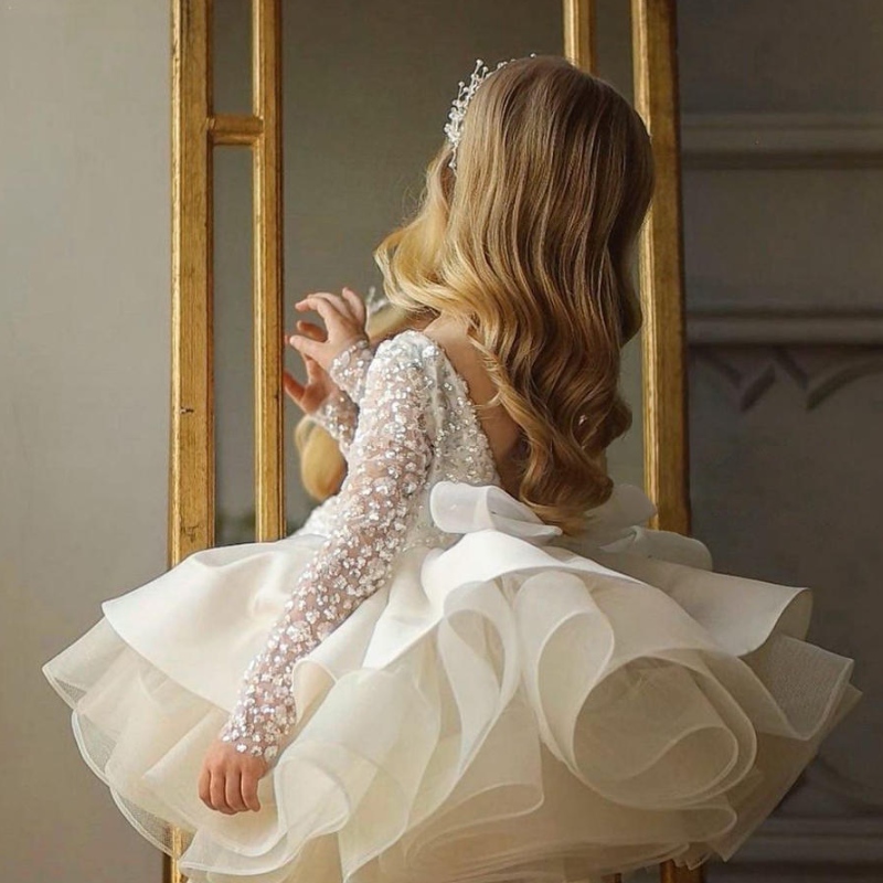 Pailletten Ballkleider Prinzessin Party Blumen Mädchen Hochzeits Geburtstagskleid